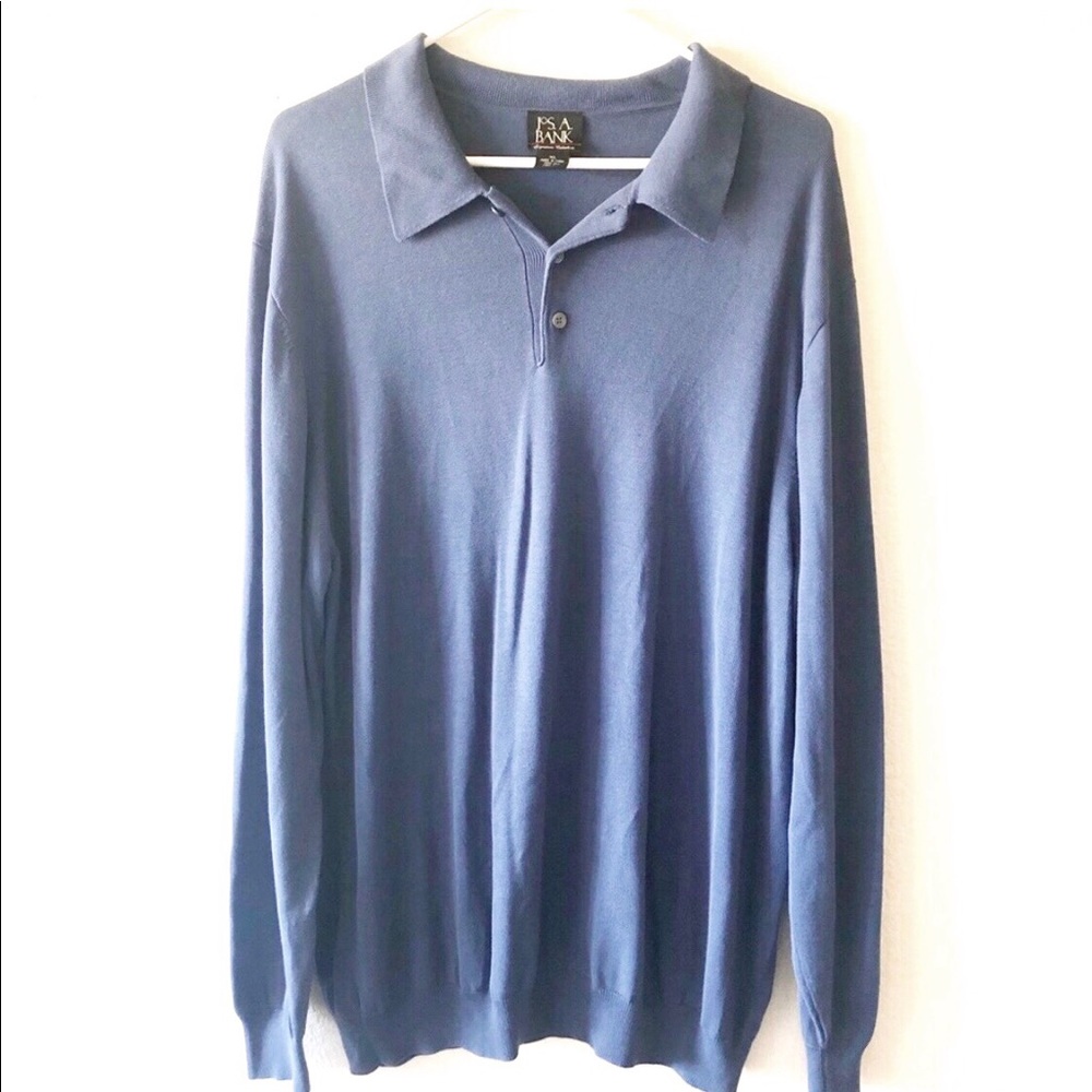 JOS. A. BANK 100% silk long sleeve polo sweater XL